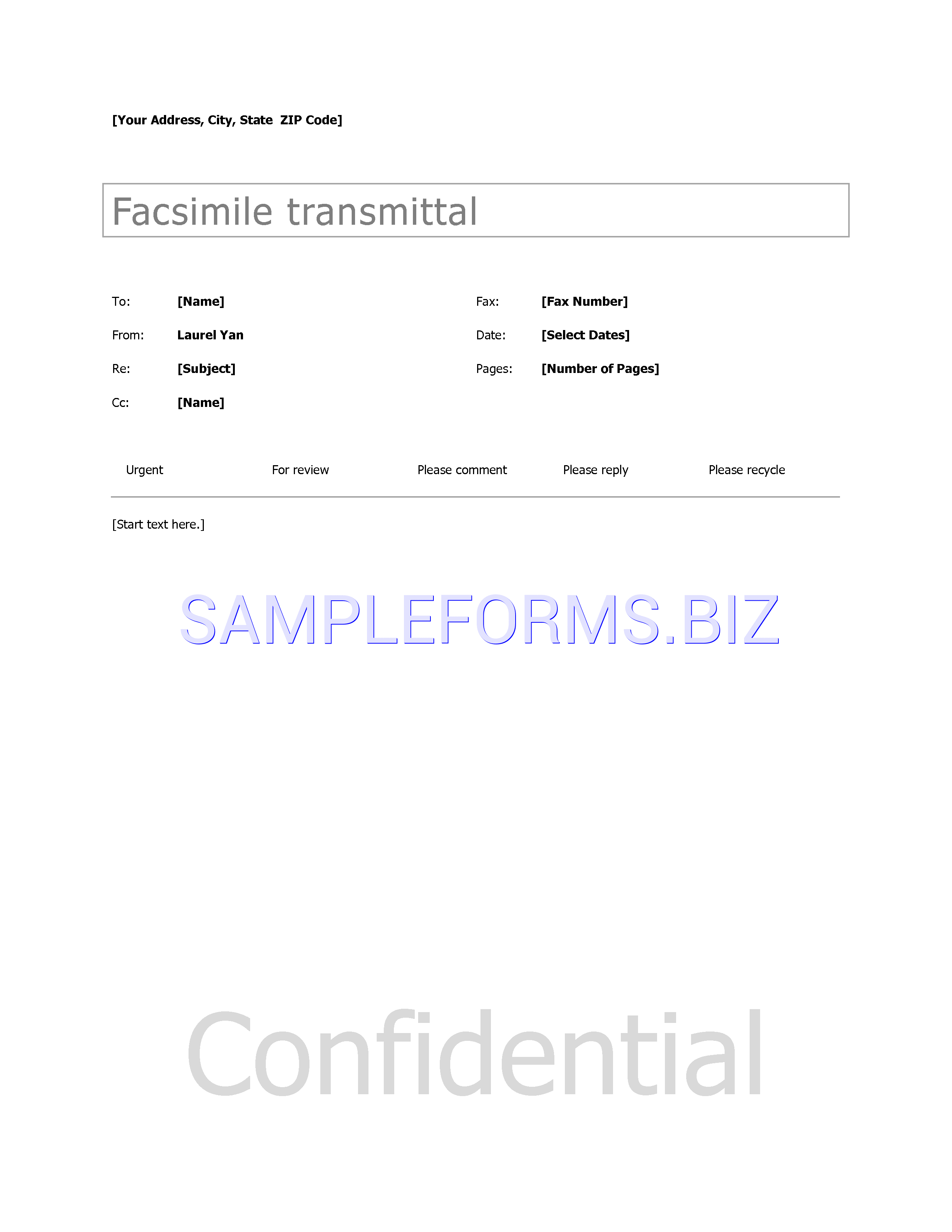 Preview free downloadable Basic Fax Cover Sheet in PDF (page 1)